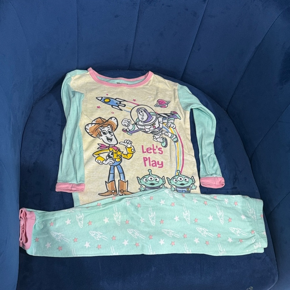 Disney Woody and Buzz Lightyear Pajama Set - Cream and Blue